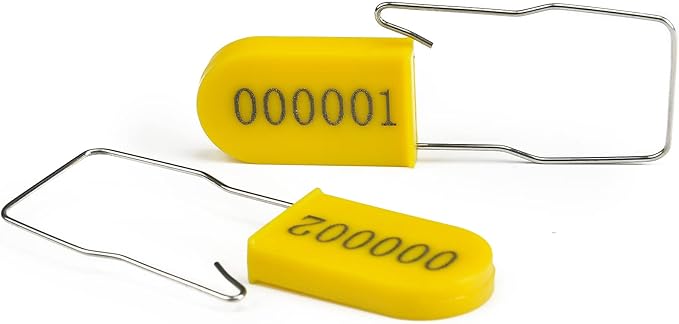 LeadSeals 50PCS Plastic Padlock Security Seals Metal Wire Padlocks Electric Meter Seal Disposable Anti-Tamper Lock Numbered Anti Tamper Tag Hasps Yellow