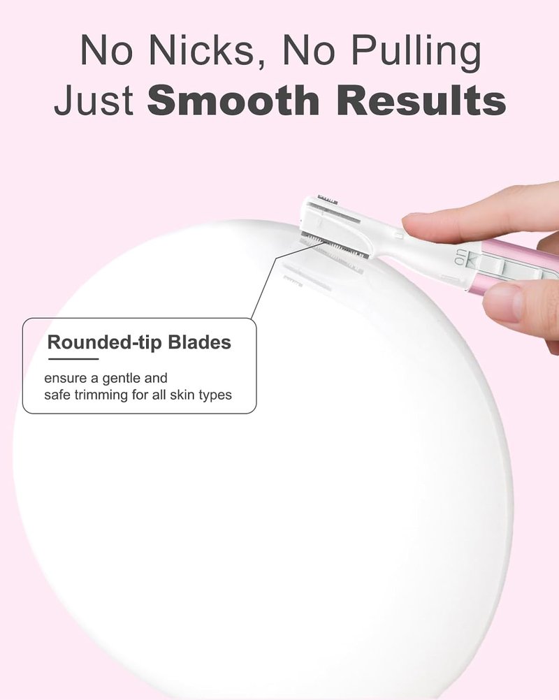 Eyebrow Trimmer - Precision Facial Hair Detailer with Rinseable Blade | Compact Battery-Powered Razor for Peach Fuzz