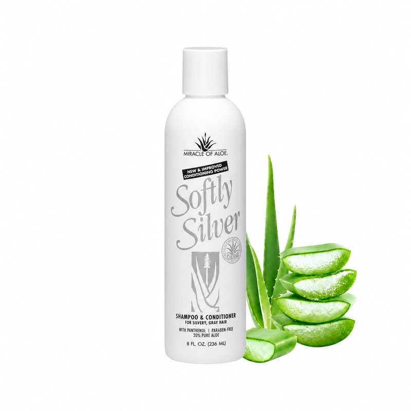 Softly Silver Shampoo Improved Conditioning formula for Gray Hair, 2 in 1 Purple Restorative Hair Wash for Mature Hair, Adds Luster, Bounce & Body, with Panthenol and 20% Pure UltraAloe