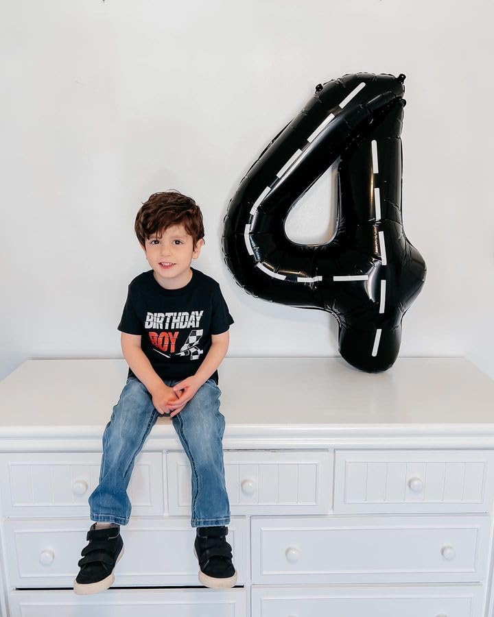 Race Car 8 Balloon - 40 Inch Number Balloon for Boys' 8th Birthday Racing Party Decorations