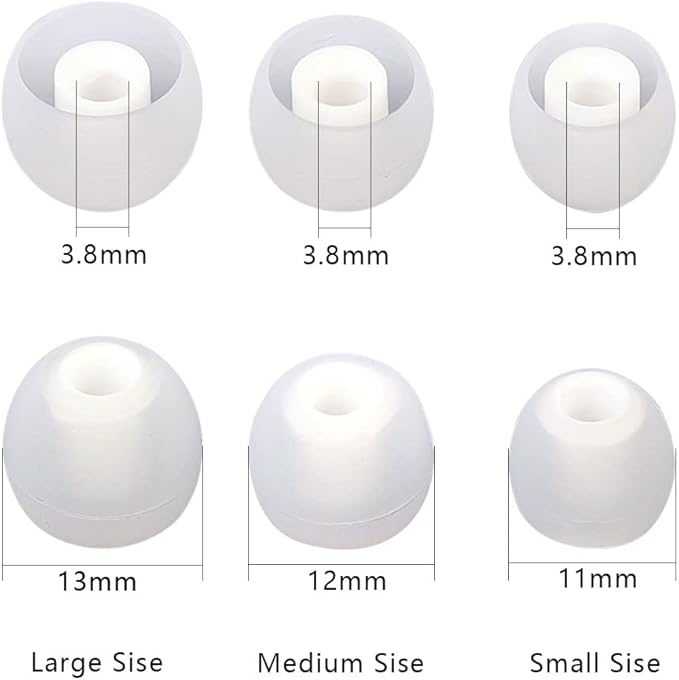 CYADCI Replacement Earbud Tips Earbud Covers Silicone Tips Ear Gels Fit for Inner Hole from 3.8mm - 5.1mm Earphones 9 Pairs S/M/L Clear White