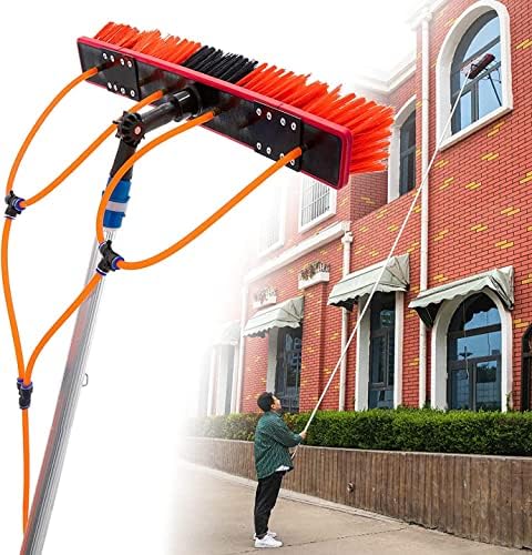 Glass Cleaning Brush Home Water Fed Telescopic Pole Kit Solar Panel Brush Rotating for Photovoltaic Panelï¼12m Telescopic Window Cleaning Pole Kit with Steel Buckle Fixing Easy Installation I