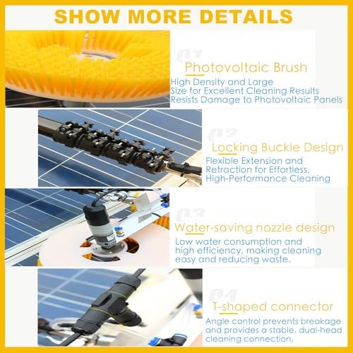 Professional Solar Panel Cleaning Brush Kit - Essential Photovoltaic Roof Cleaning Tools for Home & Commercial Use - Efficient, Durable & Easy to Use