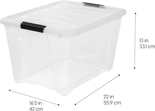 IRIS USA 54 Qt Stackable Storage Bins with Lids - BPA-Free, Durable Clear Organizing Solution | 4 Pack