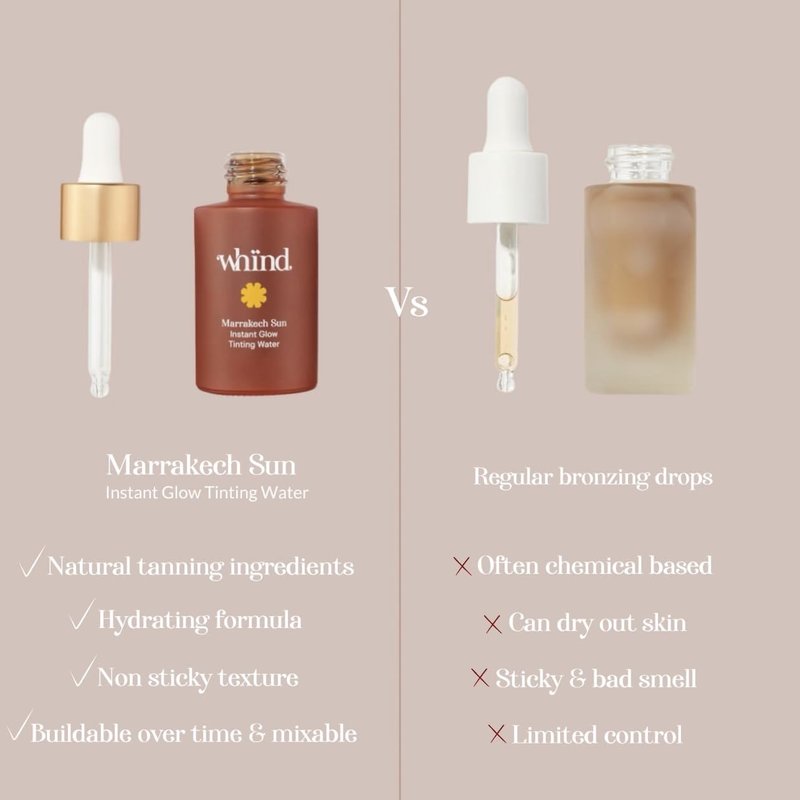 WHIND Marrakech Sun Instant Glow Tanner Drops - Lightweight Self-Tanner for Radiant Skin | 1oz / 30ml