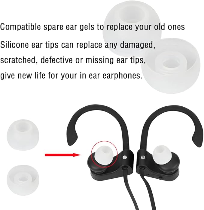 WKYMY Silicone Earbud Tips Replacement Ear Tips Earbud Cap for in- Ear Headphones Rubber Tips Eartips Large 10 Pairs