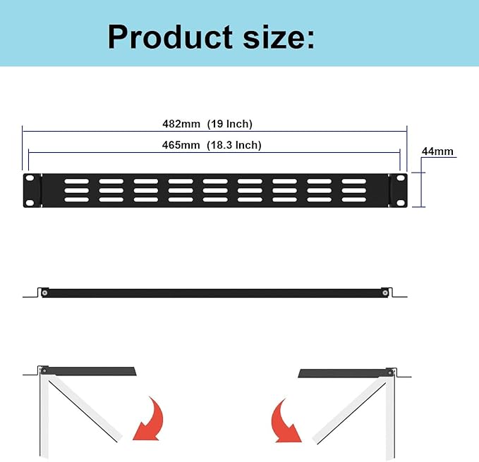QiaoYoubang 1U Hinged Vented Rack Mount Blank Panel Spacer for 19in Server Rack or Network Cabinet (1U Vented Blank Panel)