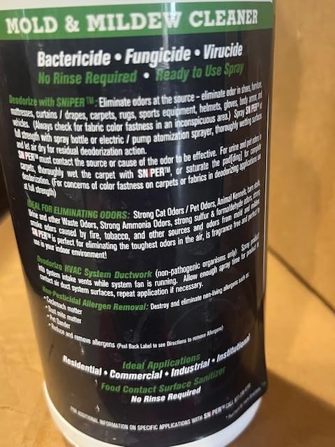 SNiPER Hospital Disinfectant, Odor Eliminator & All-Purpose Cleaner, Made in the USA, 32 Ounce Spray, 4-pack