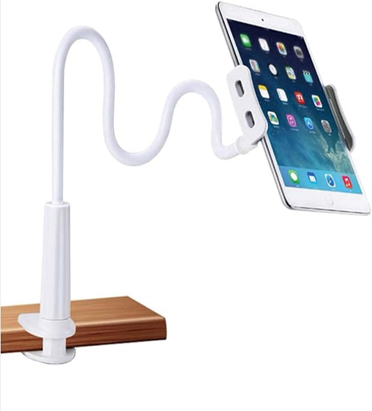 gsiollvderbarley Phone Holder,gooseneck Phone Holder,360° Rotate Support Rod One-Hand Adjustable Cell Phone Holder,for Desk Headboard Nightstand. (White)
