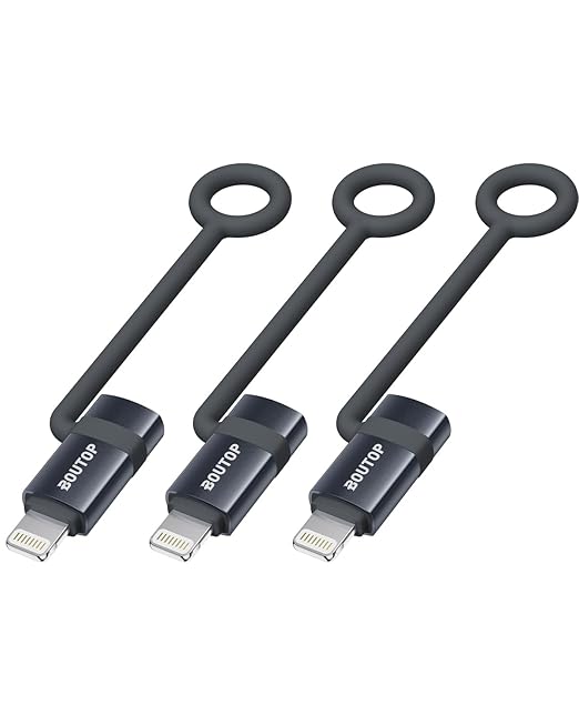 BOUTOP [MFi Certified] USB C to Lightning Adapter, Type C to Lightning Adapter Support 36W PD Fast Charging Compatible with iPhone iPad Dark Gray -3 Pack