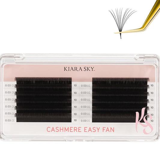 KIARA SKY LASH Premium Cashmere Easy Fan Lash Extensions - Soft Semi-Matte Finish | Black CC-0.03 10mm