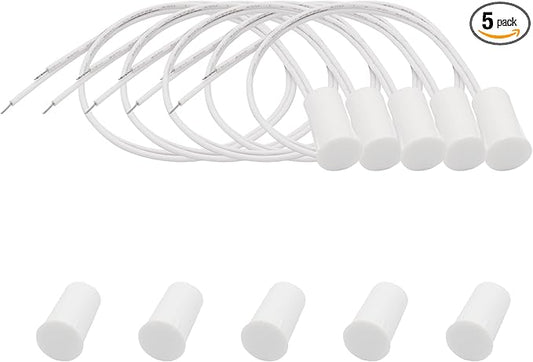 FOCMKEAS 5PCS Recessed Wired Security Window Door Contact Sensor, Normally Closed NC, Door Alarm Magnetic Reed Switch with 2 Wire, ABS Brown, RC-33