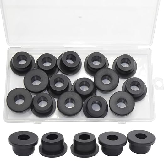 BOPOREAE 15 Pcs 3/4" Drill Hole, 3/8" ID Silicone Rubber Grommets for Wiring, Automotive Firewall Hole Plug, Top Hat Metal Wall Drywall Grommets for Vinyl Tubing in Hydroponic Irrigation Systems