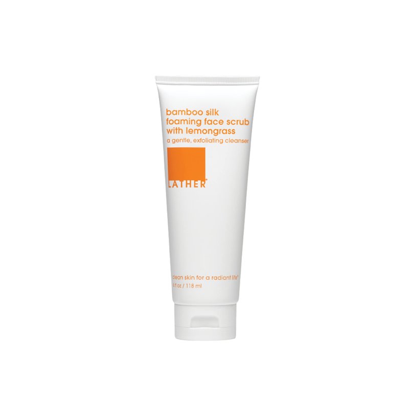LATHER Bamboo Silk Foaming Cleanser - Foaming Face Wash for Oily & Acne Prone Skin - Gentle Exfoliating Face Scrub - 4 Fl Oz