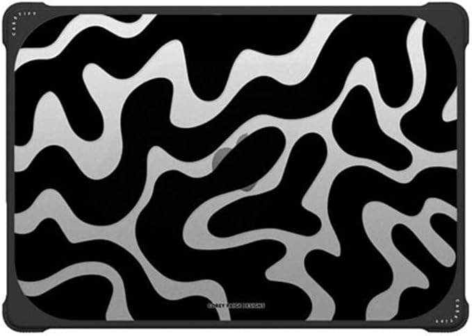 CASETiFY Bounce MacBook Pro 16-inch (M1-M5) Case [Enhanced Protective Corner Design/Ventilation Cutouts/Anti-Slip Grip] - Black Abstract Shapes by Corey Paige Designs - Clear Black