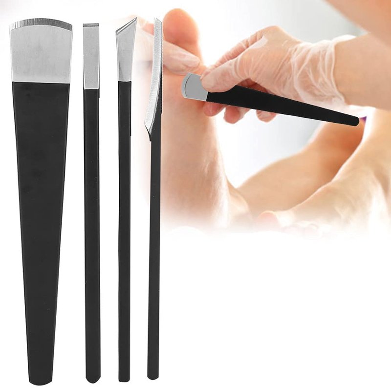 Watris Veiyi 4PCS Pedicure Knife Set, Ingrown Toenail Removal Kit, Pedicure Callus Shaver Tools, Professional Foot Scraper, Steel Foot Care for Dead Skin Corn Foot Remover Foot File Rasp (6.3in)