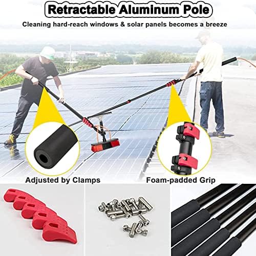 Professional 4M-12M Window Cleaning Kit - Telescopic Water Fed Pole, Extendable Brush & Squeegee for Outdoor Glass, Solar Panels & Roof Cleaning
