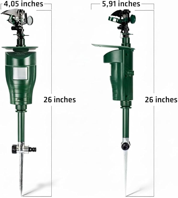 GARDIGO® Water Jet Animal Repellent | Bird Repellent, Heron Repellent, Cat Repellent Garden | Motion Activated Sprinkler | Up to 33ft Range | Pigeon Deterrent Heron Scarer | Batteries Included