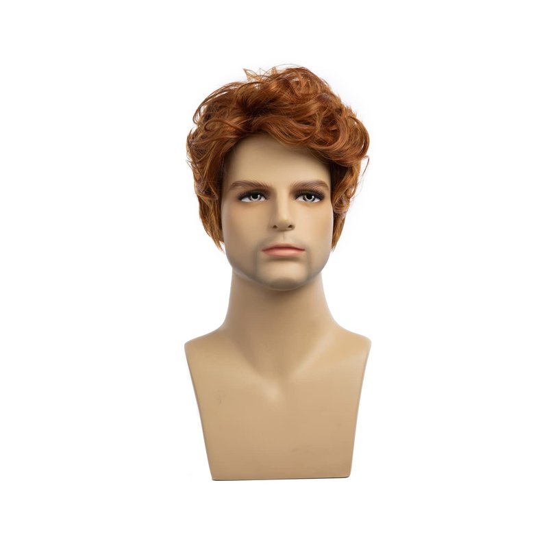 Beweig Men Wigs Short Orange Wig Synthetic Heat Resistant Natural Halloween Cosplay Hair Wig