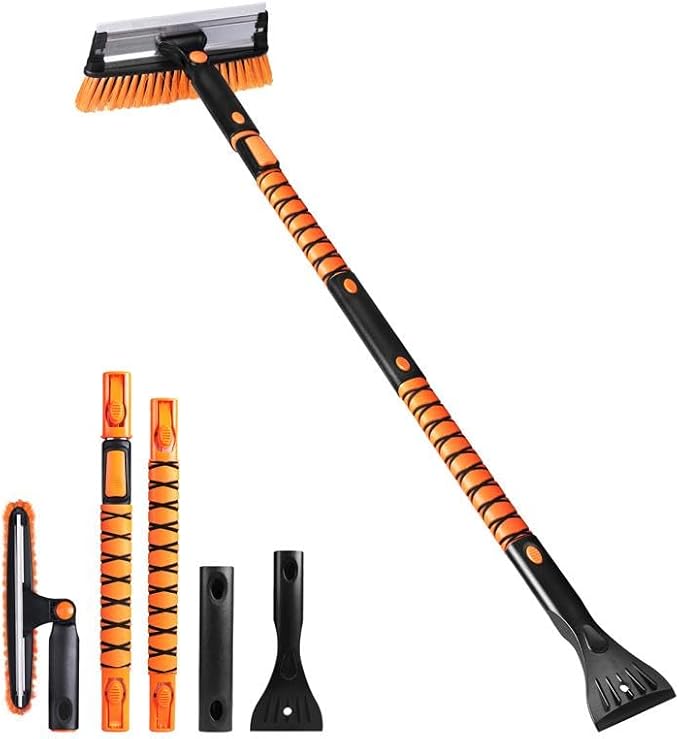 EcoNour 55" Telescopic Snow Brush and Ice Scraper for Car Windshield & Windows | 270Â° Rotating Snow Broom with Squeegee | Extendable Snow Removal Brush for SUV, Truck, and Car