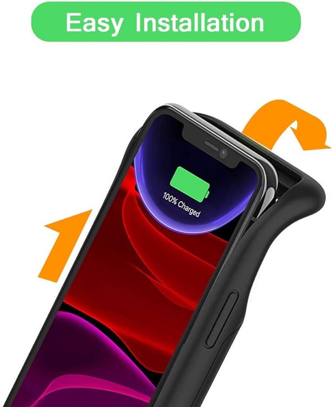 JBUBN Battery Case for iPhone 11, 7000mAh Slim Portable Rechargeable Smart Protective Pack Cover Power Bank Charging Case Compatible with iPhone 11 (6.1 inch) Extended Battery Charger Cover(Black)