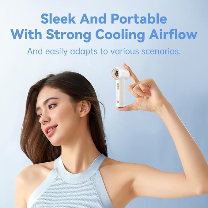 MUXNW Portable Fan For Travel Mini: Small Pocket Handheld Personal Rechargeable Battery Operated USB High Speed Keeping Cool In Hot Weather Beach Gifts For Women (white)