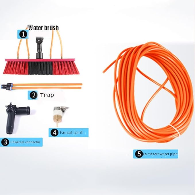 Window Cleaning Pole,High-Altitude Cleaning Brushes,Water Fed Telescopic Brush Conservatory Roof Cleaning Tools for Photovoltaic Panel Cleaning,35cm Brush Head,9.2m