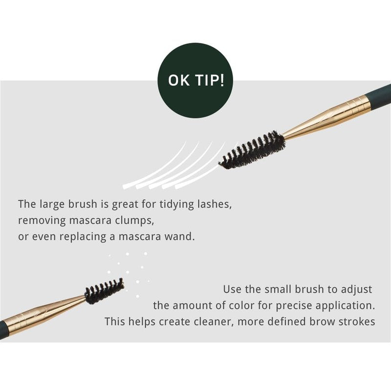 SOO ADOR okhee Dual Spoolie Brush NUN10 – Professional Korean Makeup Brush, Dual-Sided Brow & Lash Spoolie for Groomed Eyebrows, Clump-Free Lashes & Polished Finish