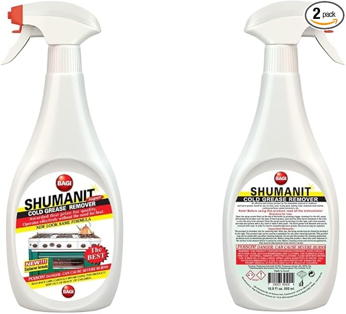 Shumanit Bagi Super Cold Grease Remover 16.9fl.oz (Package May Vary) + Free Sponge Pack of (2)