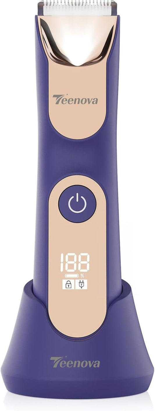 Electric Body Hair Trimmer - 3-in-1 Pubic Grooming Tool for Men | Compact & Stylish Purple Design