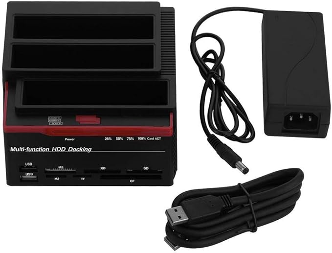 USB 3.0 SATA IDE HDD Docking Station, Three-Bay Offline Clone HUB, 12V 3A Independent Power Supply, External Hard Drive Docking Station, USB Hub Reader for 2.5 3.5 Inch HDD