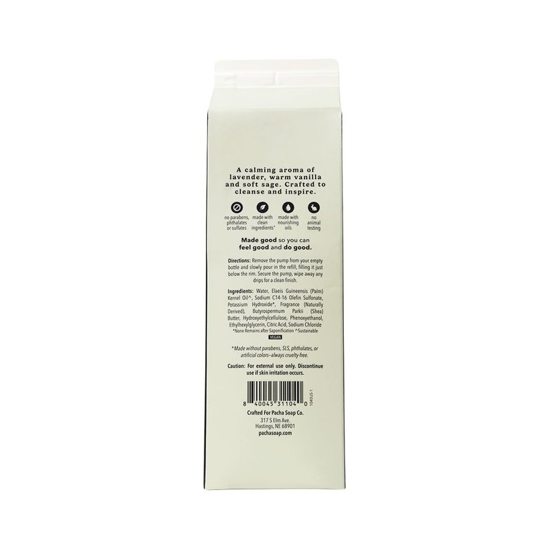 Pacha Soap Co. Liquid Hand Soap Refill - Santal & Amber, Hydrating & Moisturizing Formula with Clean Ingredients, Paraben, sulfate, and Dye Free, Made in the USA, 2-Pack (32 fl oz Each)
