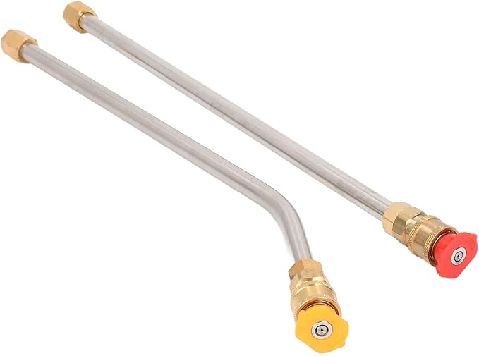 High Pressure Power Washer Extension Wand Set 4000PSI Gutter Cleaning Tool with 5 Nozzle Tips for Car Driveway Roof Deck ABS Metal Rustproof Strong Durable