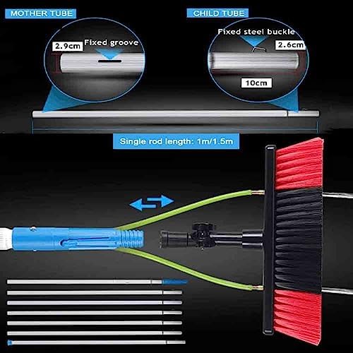 Telescopic Window Cleaning Pole 10-39ft, Water Fed Brush with 30cm/50cm Head, Extendable Roof & Window Cleaning Tool, Ideal for High Reach Cleaning