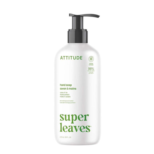 ATTITUDE Liquid Hand Soap - EWG Verified Vegan Formula | Pear & Amber, 16 Fl Oz