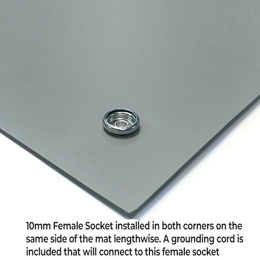 RubberStat Dual Layer ESD Compliant Workstation Rubber Table Mat Kit, Soldering, Cell Phone Repair, with Wrist Strap Set and Ground Cord - 30"x72" Grey