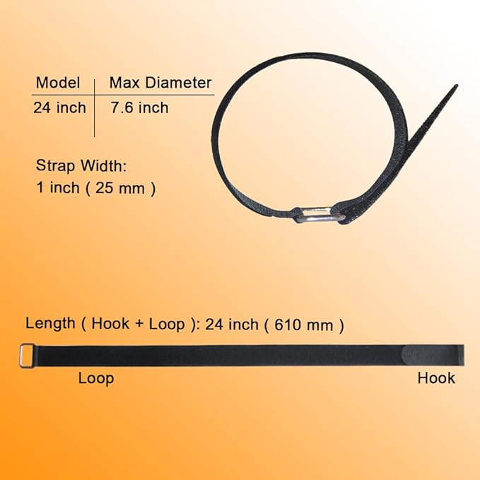 VIGAER 24 inch Hook and Loop Cable Strap - Reusable Fastening Strap - 12 PACK 1 inch Wide Nylon Cable Cinch Wrap