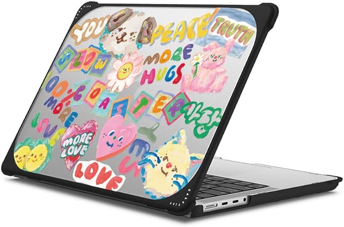 CASETiFY Bounce MacBook Pro 16-inch (M1-M5) Case [Enhanced Protective Corner Design/Ventilation Cutouts/Anti-Slip Grip] - Slowcoaster Sticker MacBook Case - Clear Black