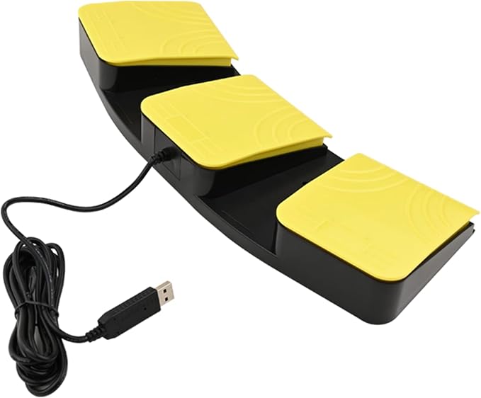 OLLGEN USB Foot Pedal for PC Gaming,Optical Control Foot Switch,Computer Map Mouse Keyboard Hotkey Combination Key Keypress Simulator Program Page Turner Transcription HID (Triple Pedal)