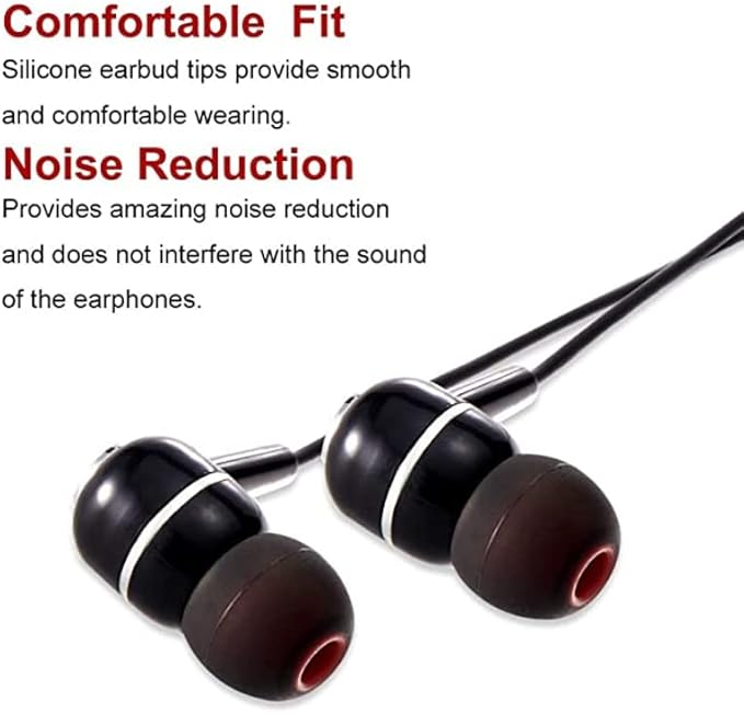 CYADCI Earbuds Replacement Tips Silicone Earbud Tips Ear Gels Fit for Inner Hole from 3.8mm - 5.1mm Earphones 9 Pairs S/M/L Black-Red