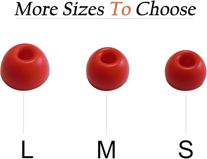 Replacement Ear Tips for Beats Studio Buds+, Fit Pro, Solo Buds, PowerBeats Pro 2 - Silicone Earbud Tips Noise Isolating Comfort Fit 6 Pairs (Red, S/M/L)
