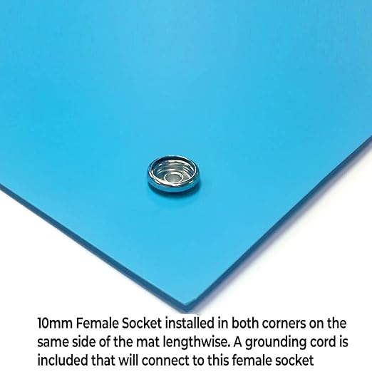 RubberStat Dual Layer ESD Compliant Workstation Rubber Table Mat Kit, Soldering, Cell Phone Repair, with Wrist Strap Set and Ground Cord - 36"x72" Blue