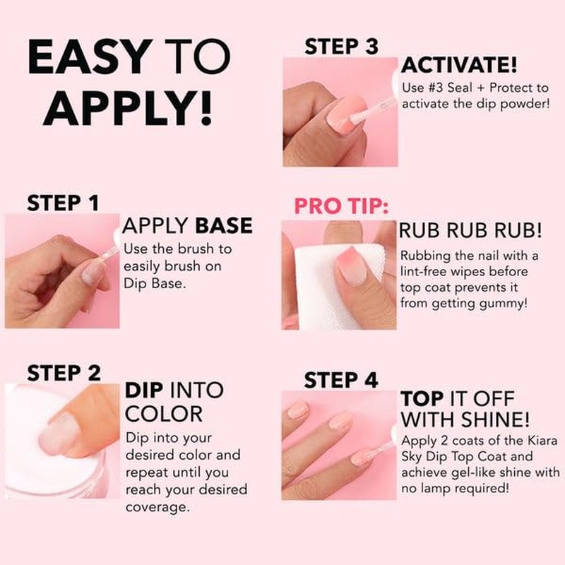 Professional Dip Manicure Liquid - Kiara Sky Brush Saver for Perfect Nails | Step 6
