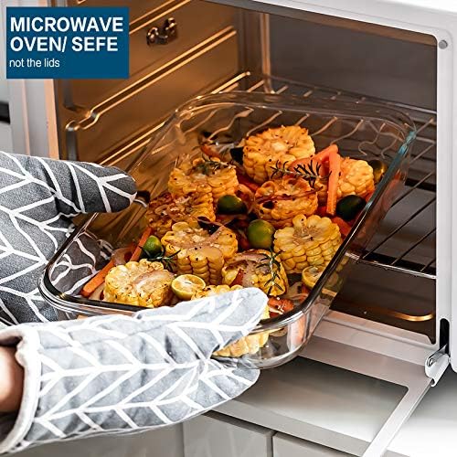MCIRCO Glass Baking Dish Set - 8 Pcs with Lids | 30 Pcs Glass Food Storage Containers - Oven & Microwave Safe