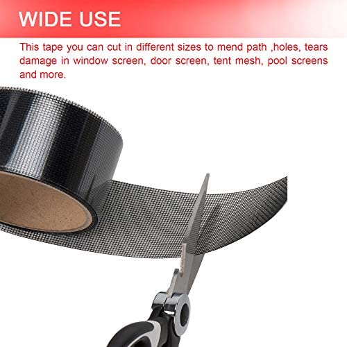 Plextone Window Screen Repair Kit Tape Fiberglass Repair Kit for Window Screen and Screen Door Tears Holes 3-Layer Strong Adhesive Window Screen Mesh Repair Waterproof Screen Repair Kit（2"×80"） Grey