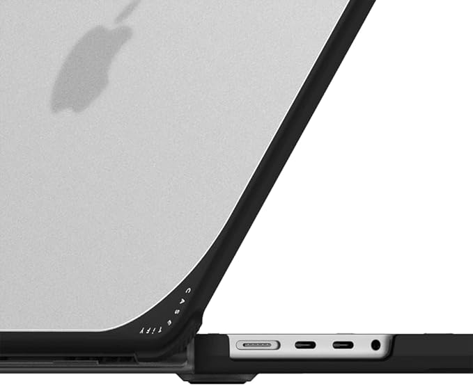 CASETiFY Bounce MacBook Pro 16-inch (M1-M5) Case [Enhanced Protective Corner Design/Ventilation Cutouts/Anti-Slip Grip] - Clear Polka Daubs Hearts - Clear Black