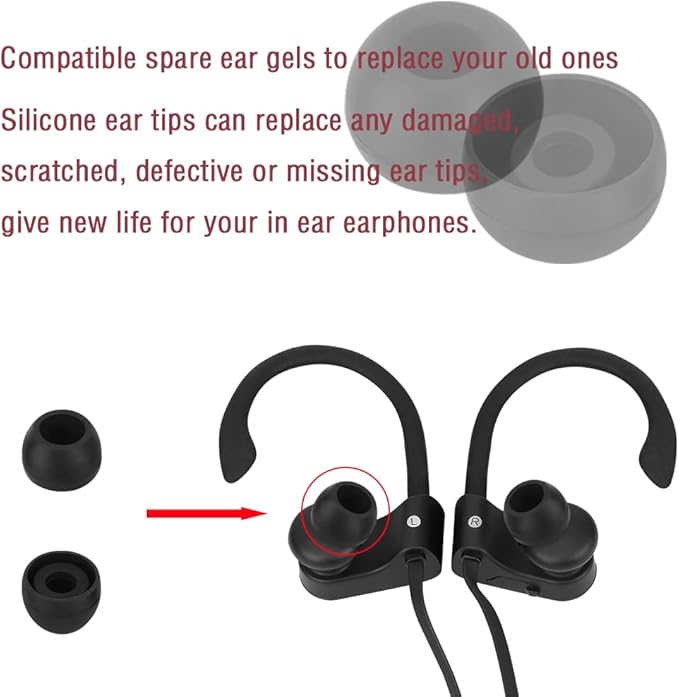 WKYMY Silicone Small Replacement Earbud Tips Eartips for In-Ear Headphones Rubber Tips Earbuds Cap 10 Pairs (Black)