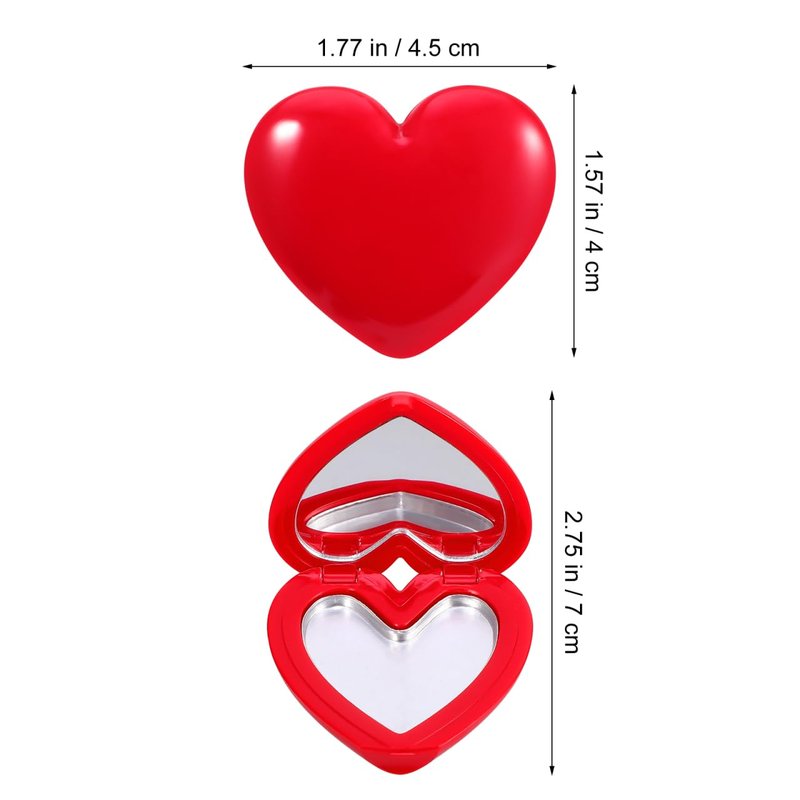 ABOOFAN 4 Pack Refillable Empty Makeup Palettes, 1.7'' Portable Heart-Shaped Makeup Depotting Case with Mirror for Lipsticks, Eyeshadows, Blush, Compact for Travel