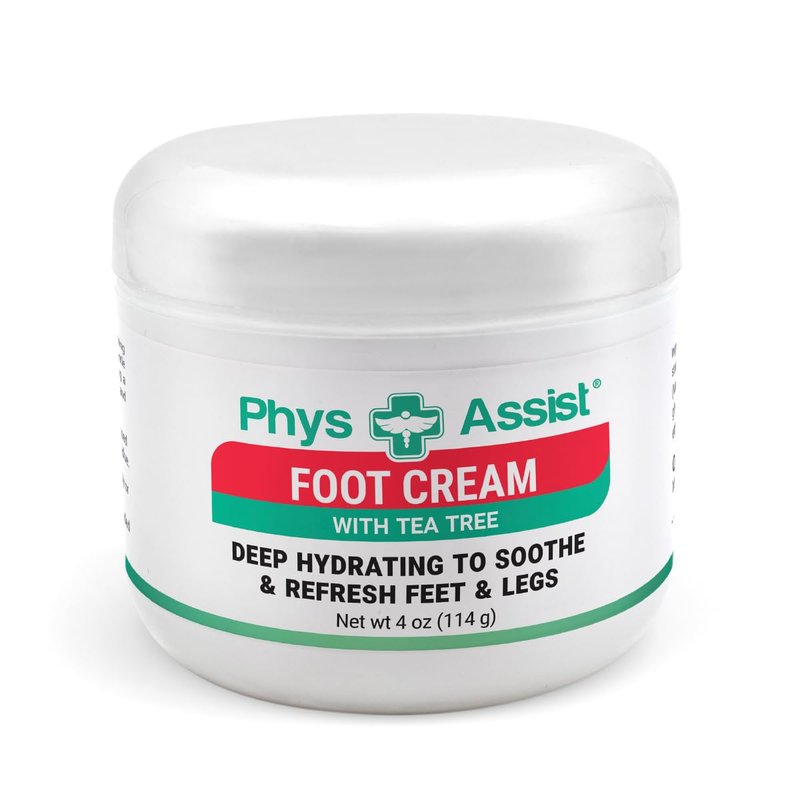 PhysAssist Foot Cream with Tea Tree â Deep Hydrating Foot & Leg Cream for Dry, Tired & Sensitive Skin â Refreshing Moisture Support with Peppermint, Menthol & Vitamin E â 4 oz Jar