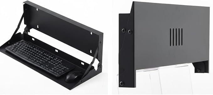 Otoolling 2 Pcs 24 Inch Keyboard Wall Mount Foldable Fits Standard Computer Keyboard Mouse Stand Tray Organizer for Small Offices Apartments, Easy Installation with 4 Screws (Black)